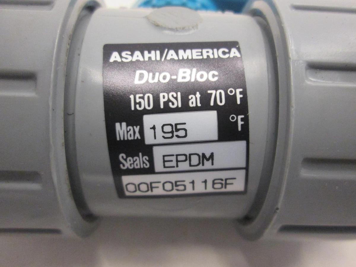 Asahi/America, Duo-Bloc, Ball Valve, 150PSI, EPDMSeals, 00F05116F, Used
