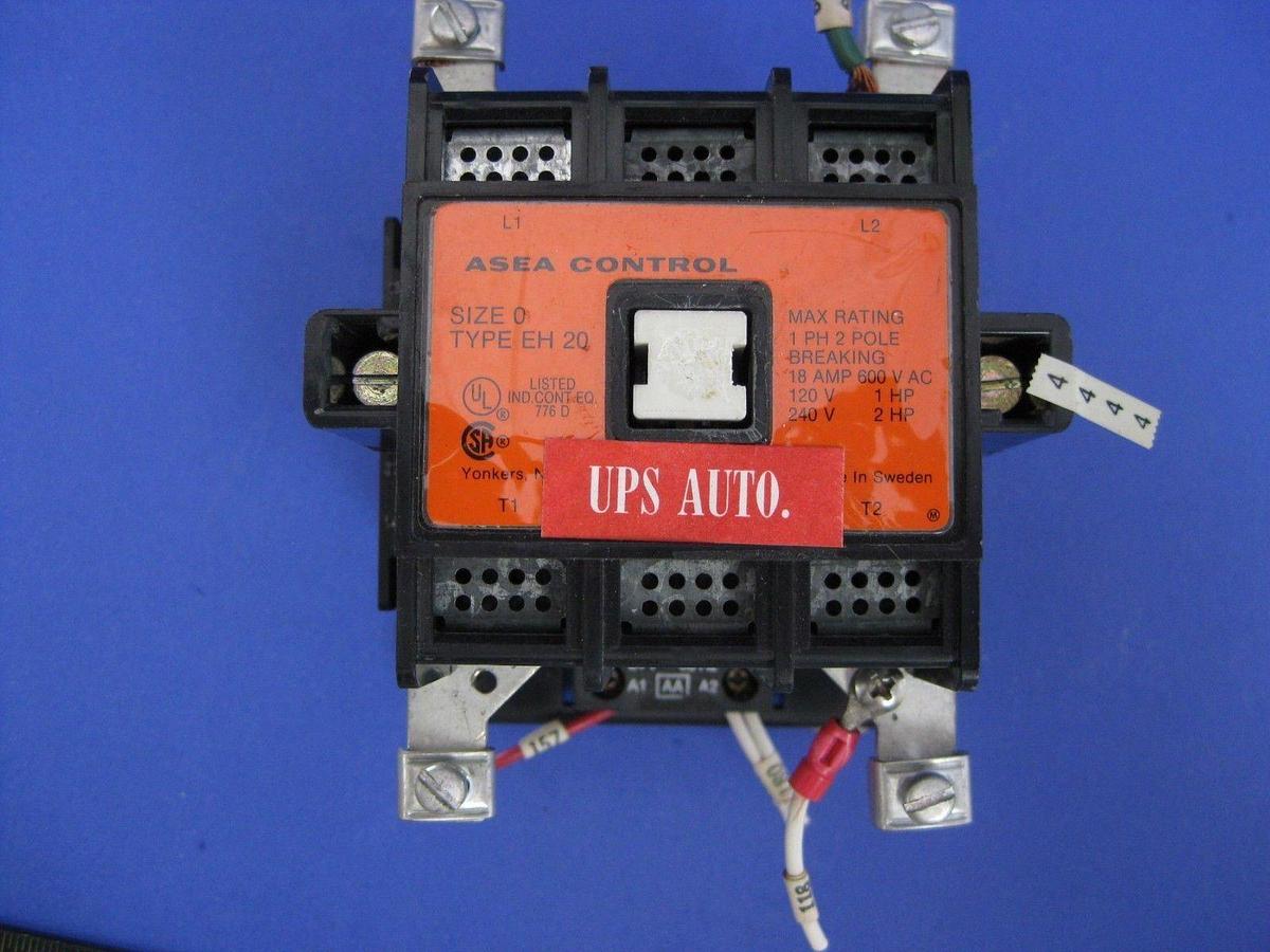 Used ASEA Type EH20 Contactor Size0 1Ph 2Pole 18Amp 600VAC, Lot of 2 Used