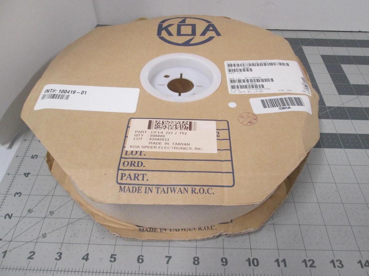 KOA, CF1/4 222 J T52, Resistor, Carbon Film, New, Reel of 5000