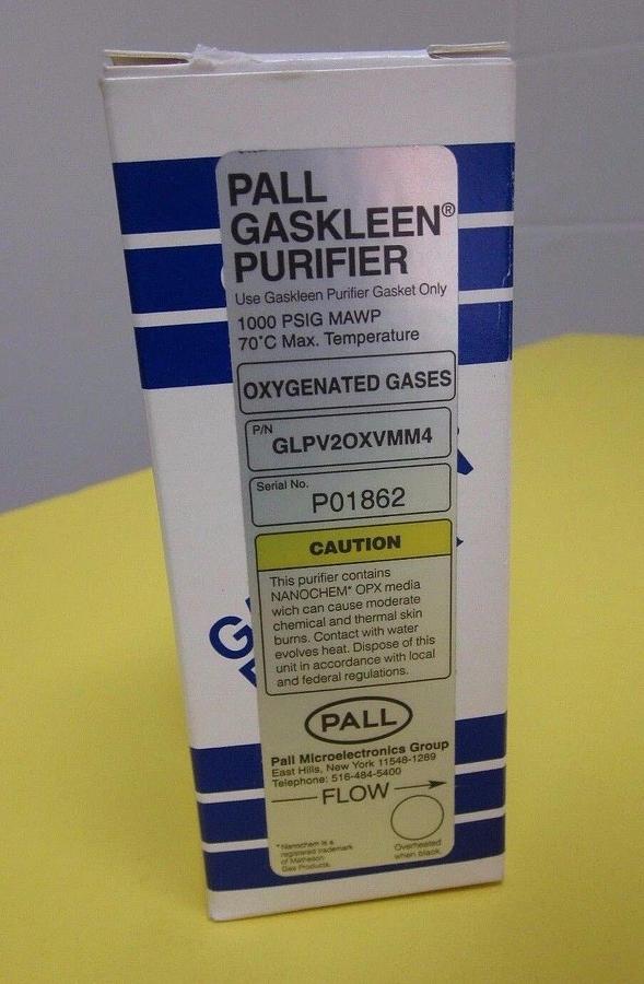 Used PALL Gaskleen Purifier, Oxygenated Gases, 1/4" M/M VCR Gasket Seal, GLPV2OXVMM4
