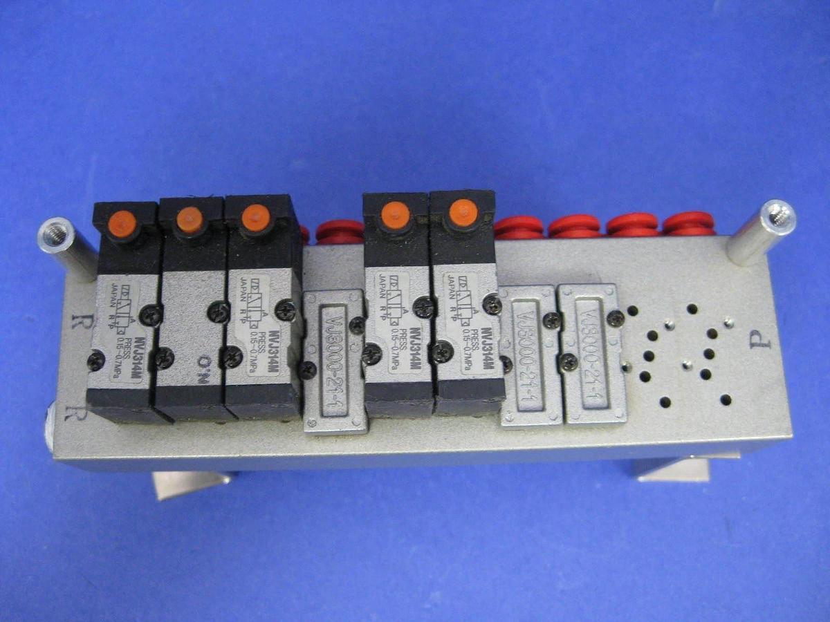 Used SMC Solenoid Valve Manifold Assembly with 5 - NVJ314M Valves