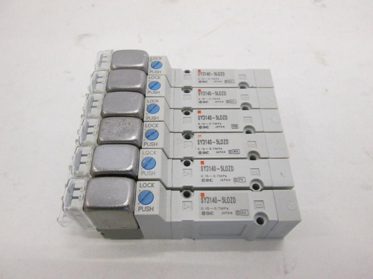 Used SMC, SY3140-5LOZD, Solenoid Valve, Used, Lot of 6