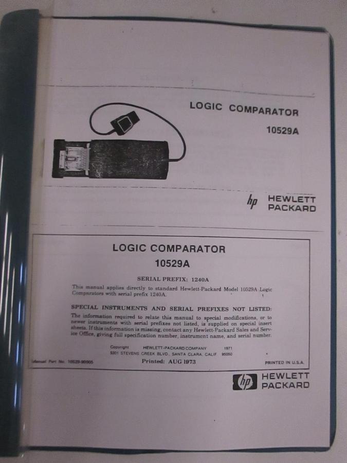 Used HP Logic Comparator 10529A Manual, Used