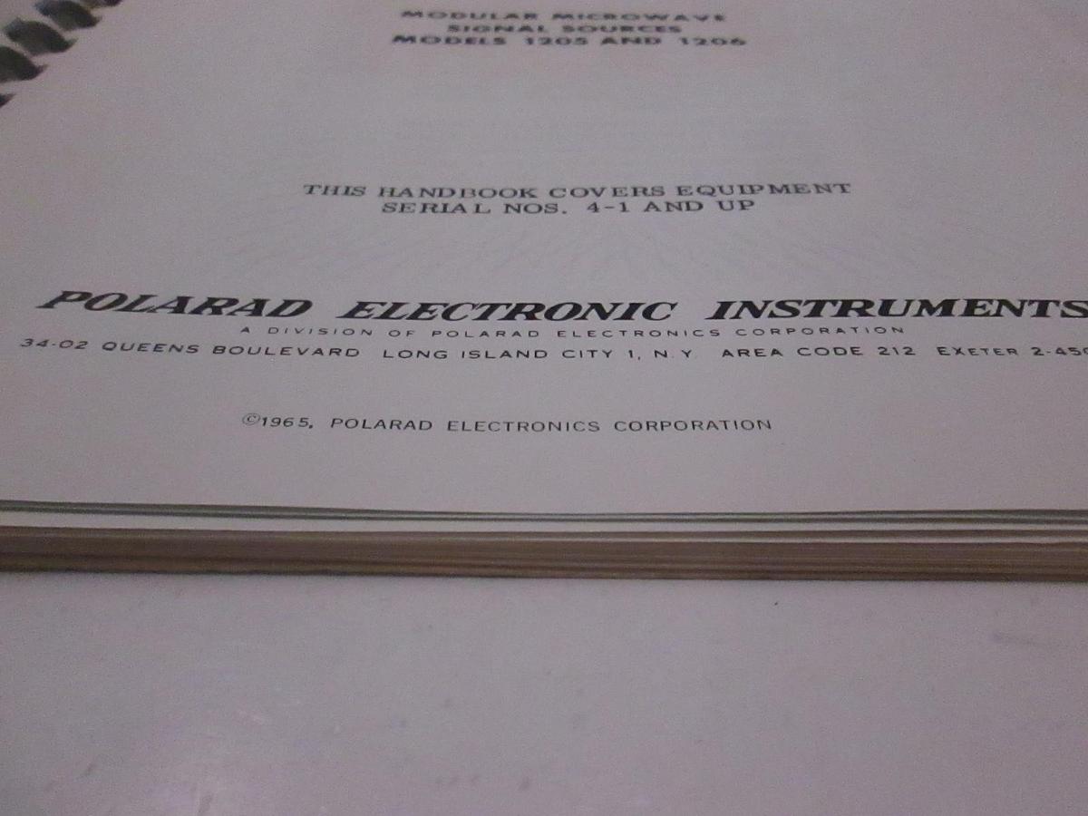 Used Polarad Model 1205 and 1206 Modular Microwave Signal Instruction Manual, Used
