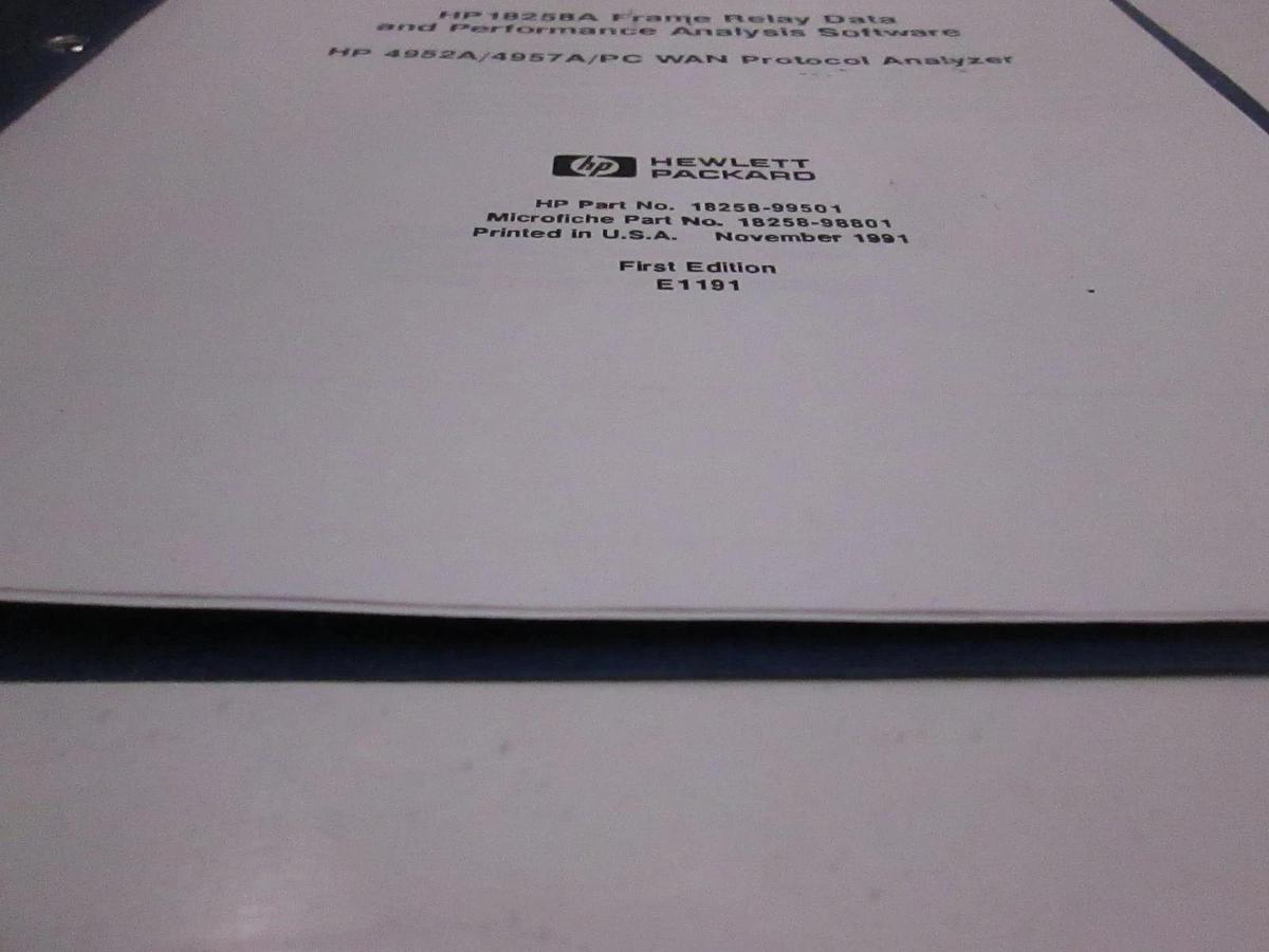 Used HP 18258A Frame Relay Data and Performance Analysis User's Guide, Used