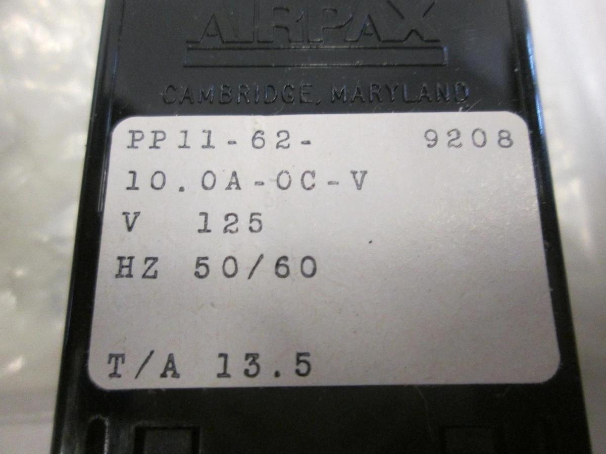 Used Airpax, PP11-62-10.0A-OC-V, Circuit Protector, 125V, 50/60Hz, Used, Lot of 3