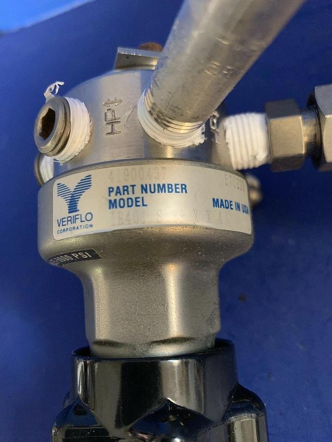 Used Veriflo IR401S6PXX4 Regulator, 6 Ports, 1/4" MVCR x CGA580, w/ Gauge, Used