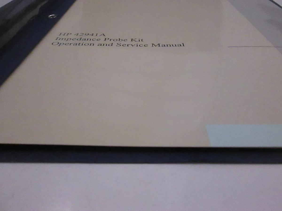 Used HP Model 42941A Impedance Probe Kit Operating and Service Manual, Used