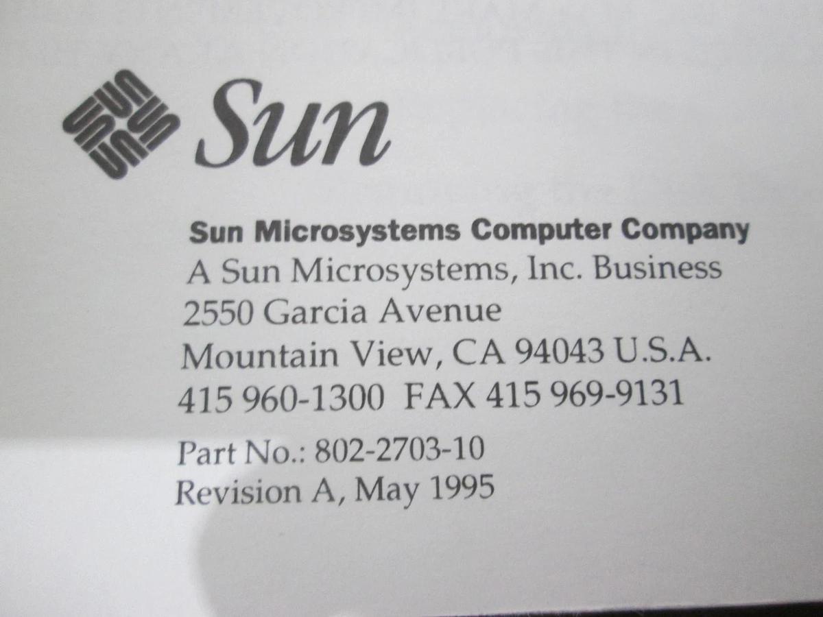 Used Sun, 2.1 Gbyte Standard Connector Disk Drive, Installation Manual, New