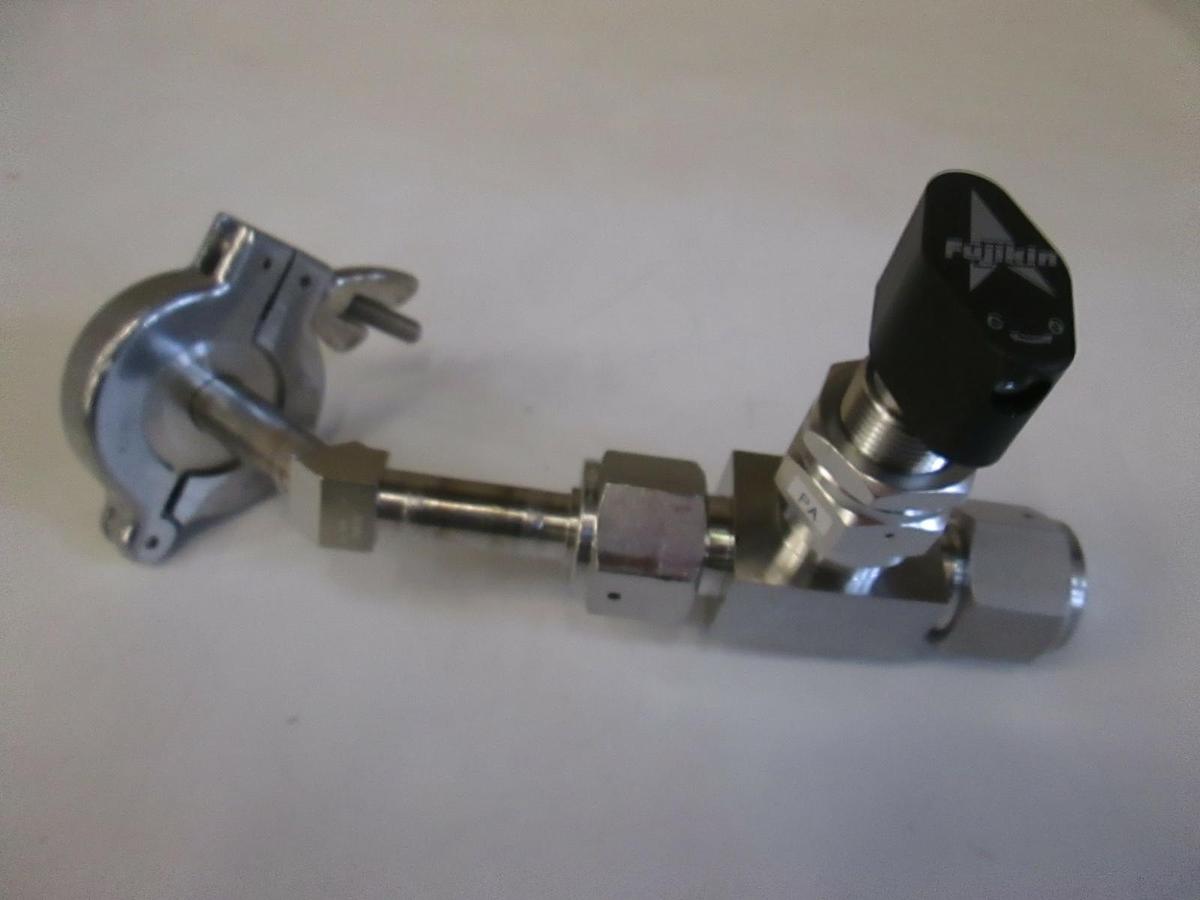 Used Fujikin 1/2 Turn Shut Off Valve, 6LVV-P-MDB7 MicroFit, w/ Clamp, Used