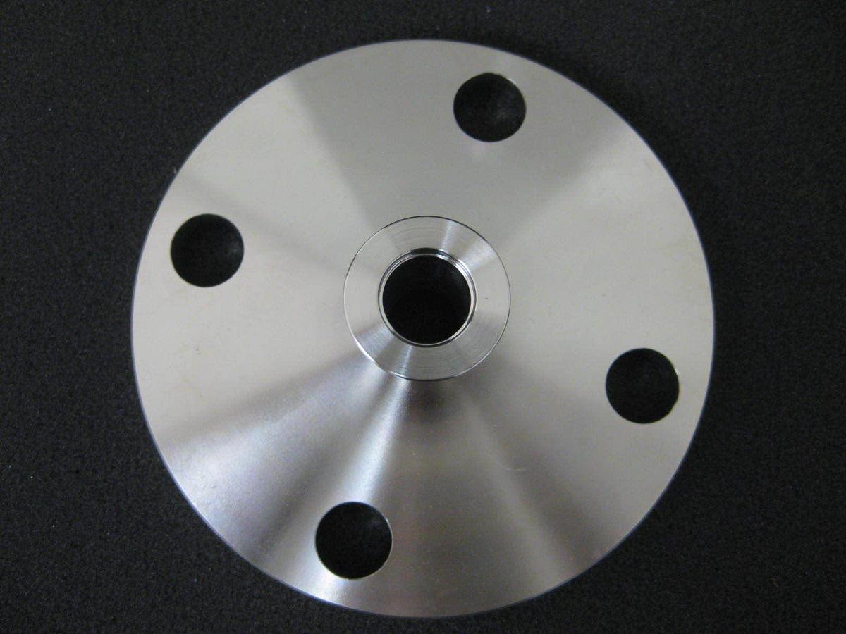 Used Stainless Steel Vacuum Fitting: 5" F Flange to NW16 Adapter