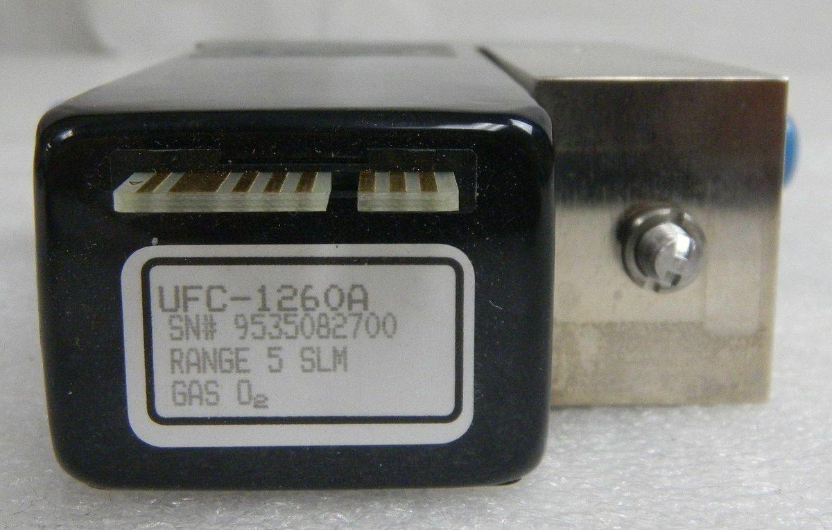 Used Unit UFC-1260A, Mass Flow Controller, Gas- O2, Range- 5 SLM, 1/4" M I/O VCR