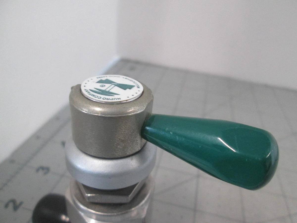 Used Nupro, SS-DLVCR4-FA-VP, Manual Valve w/ Green Valve, Used