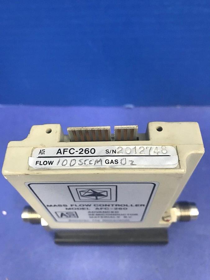 Used ASM AFC-260 MFC, Range: 100 SCCM, Gas: O2, 1/4" Male VCR In/Out