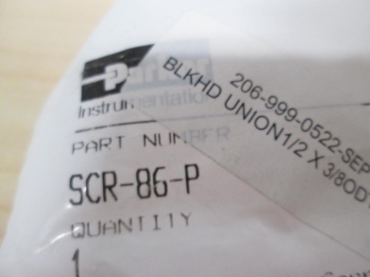 Parker, SCR-86-P, Bulkhead Union 1/2 x 3/8 ODT, TFE, 206-999-0522, New, Lot of 2