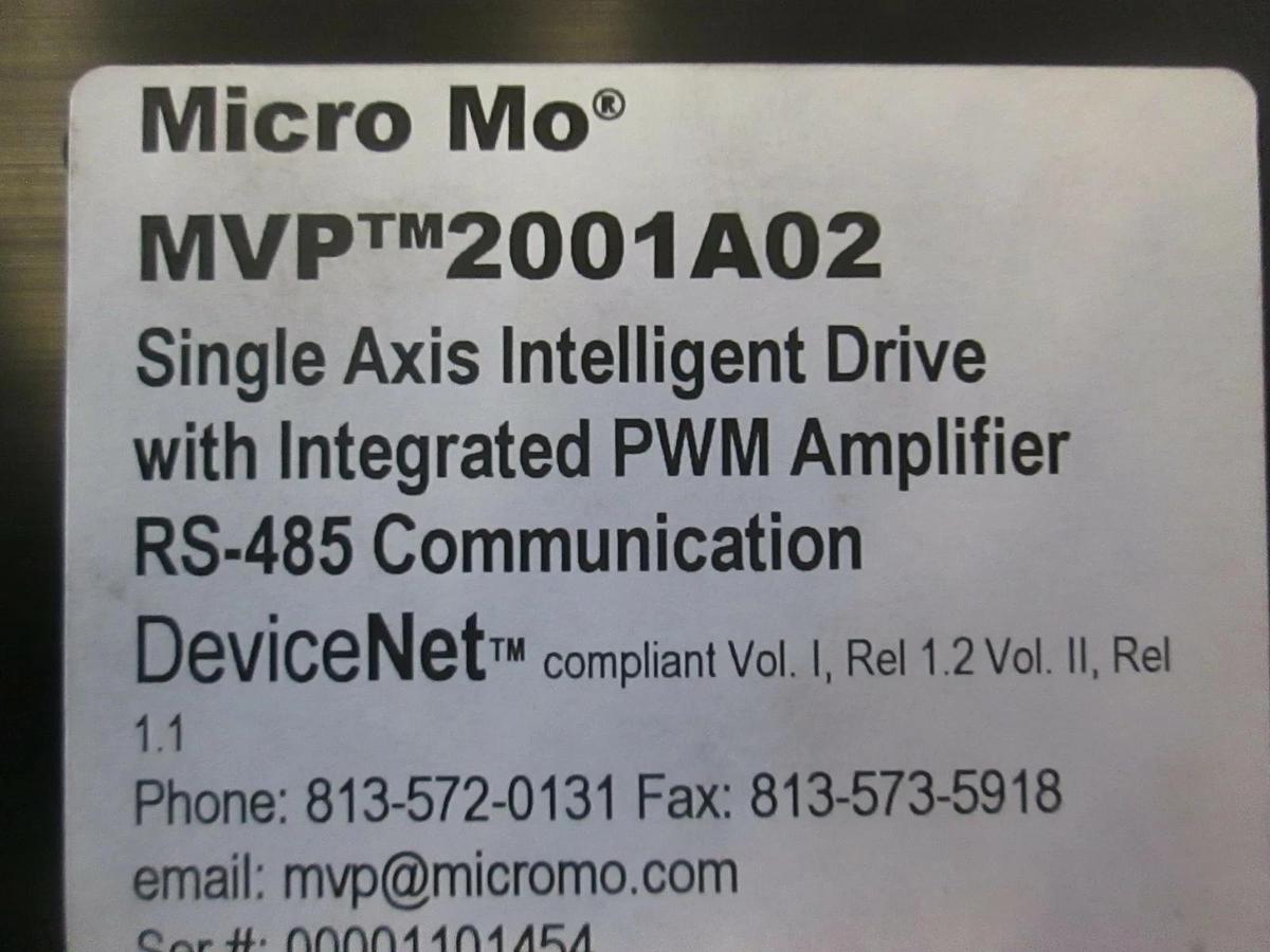 Used Faulhaber MicroMo DeviceNet MVP2001A02 Single Axis Intelligent Drive w/ Amp, New