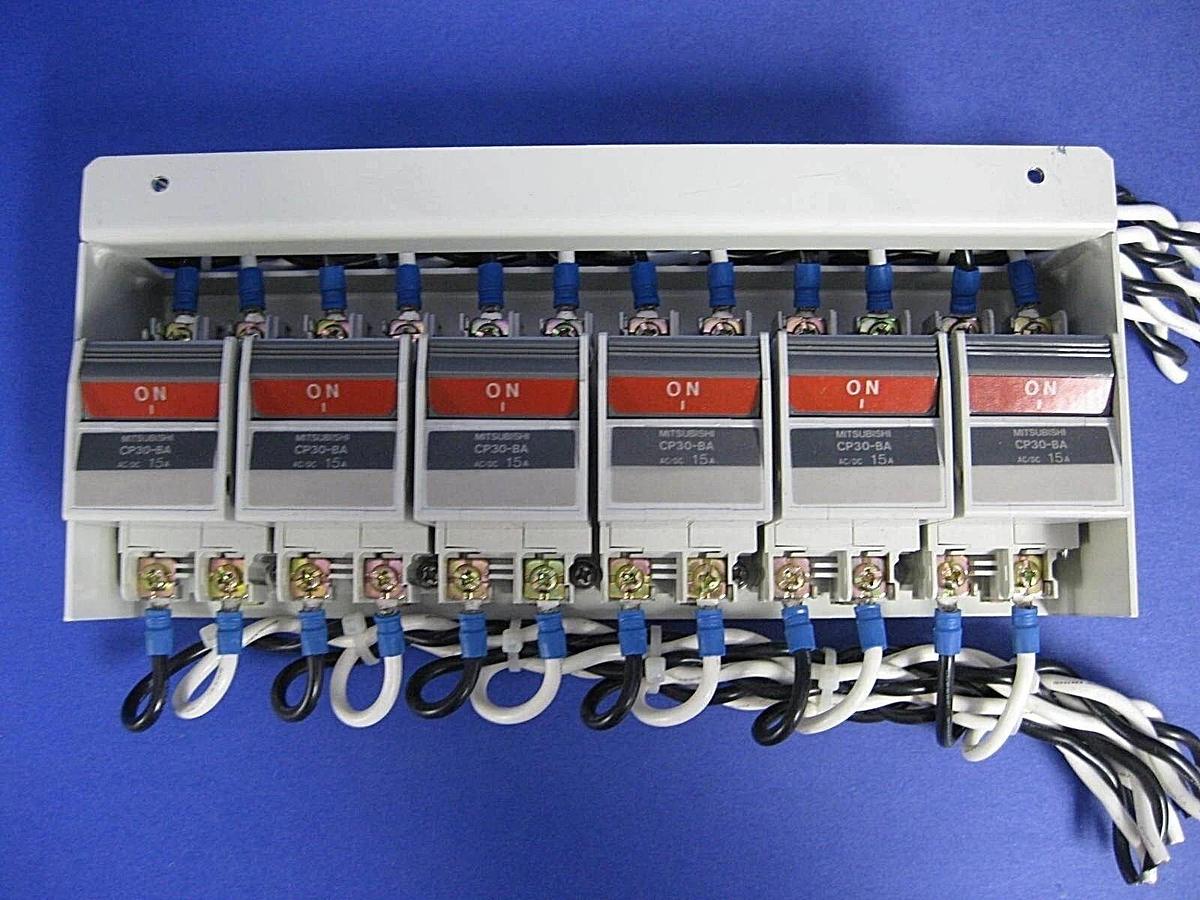 Used Mitsubishi Circuit Protector CP30-BA 15A 220V, 2 Pole, Lot of 6 Bracket Mounted