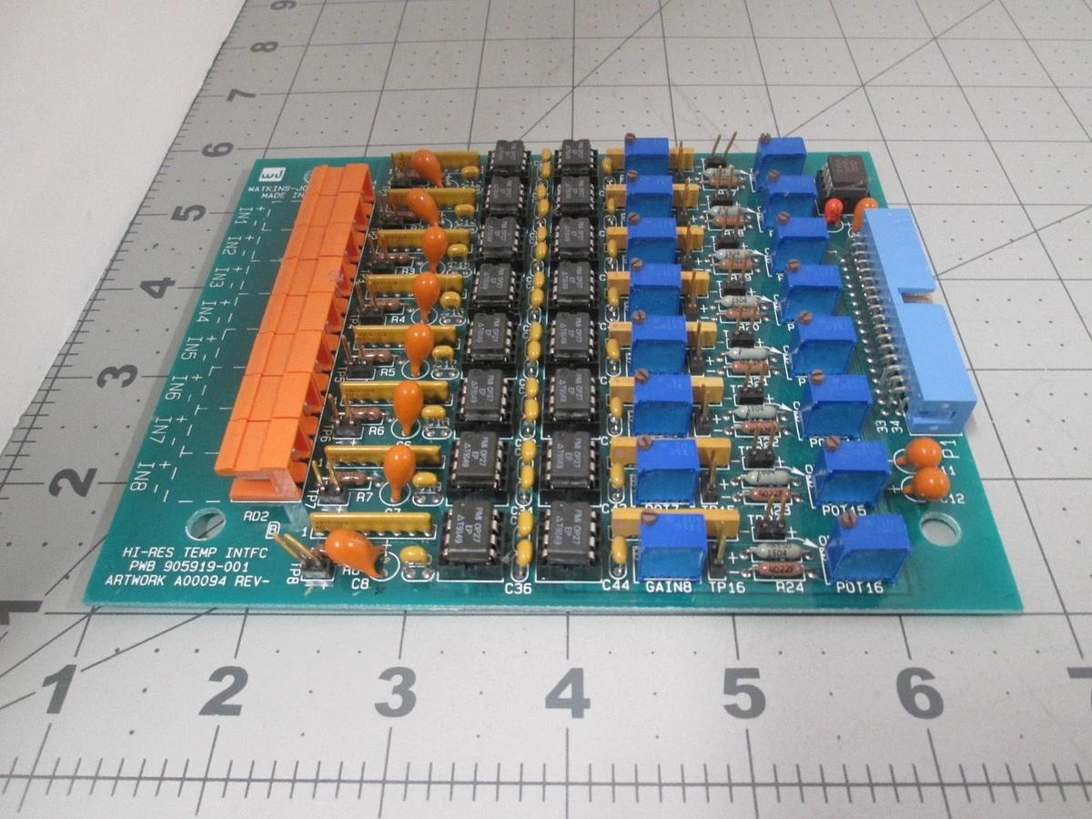 Used Watkins Johnson, 905919-001, Hi-Res Temp Interface PCB Assy, Used