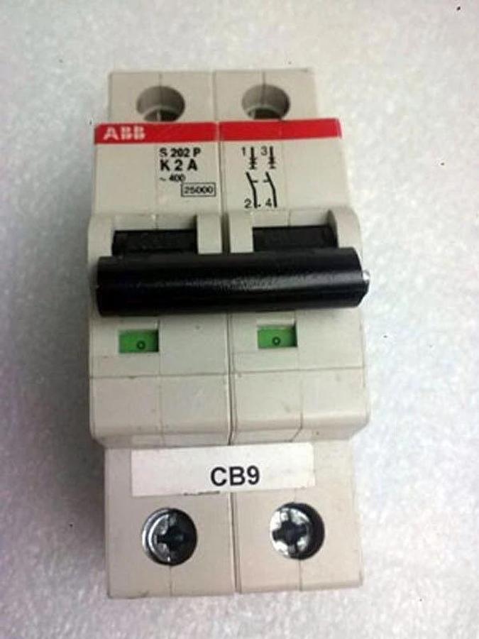 Used ABB S202 P K2A Circuit Breaker, 2Pole, Used