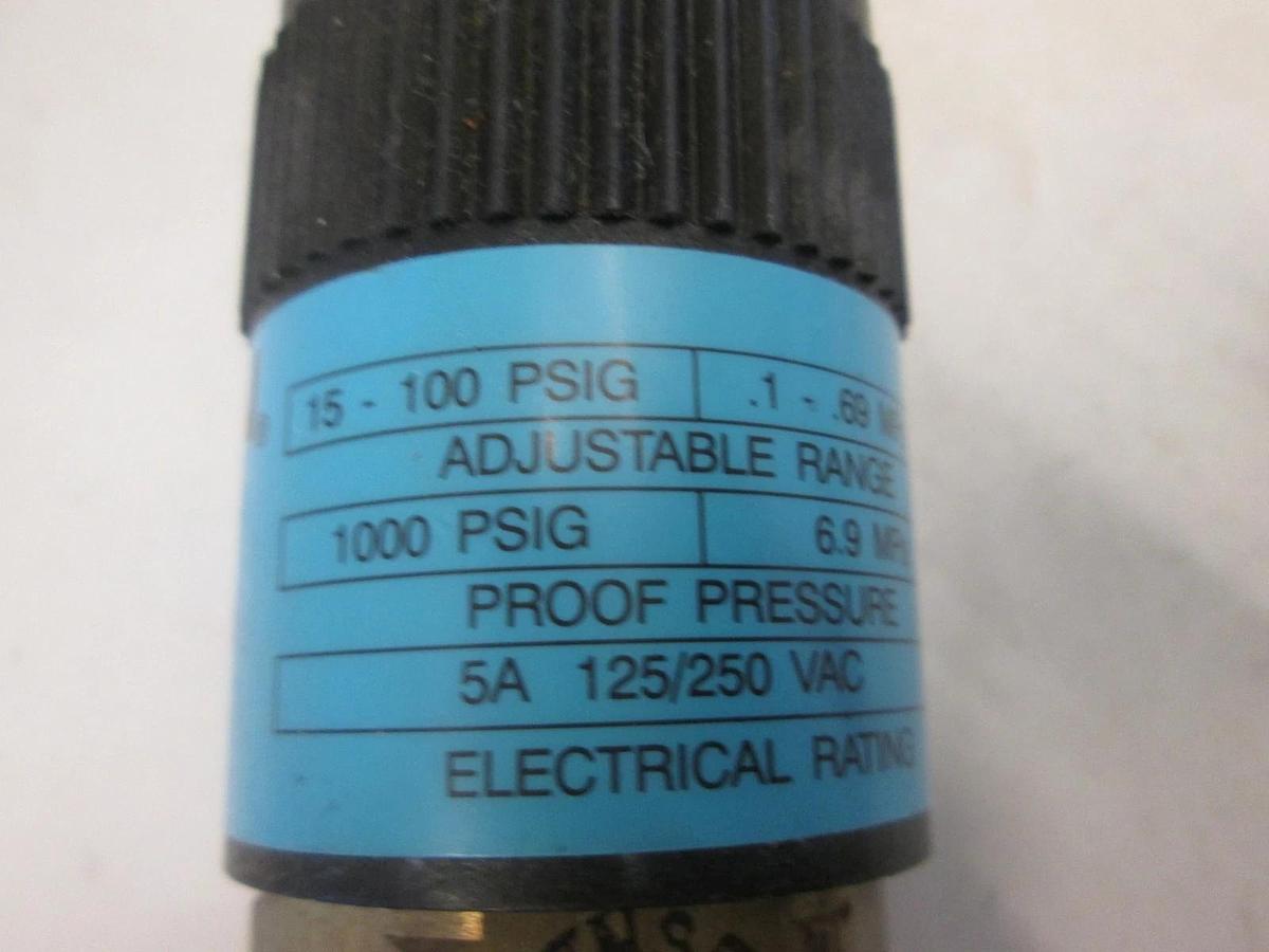 Used Wilkerson, Pressure Switch, K18-02-B000, 15-100 PSIG, 5A, 125/250 VAC, Used