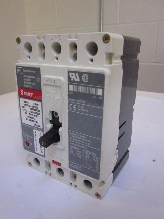 Used CUTLER HAMMER Motor Circuit Protector HMCP007C0C, 7A, 3P