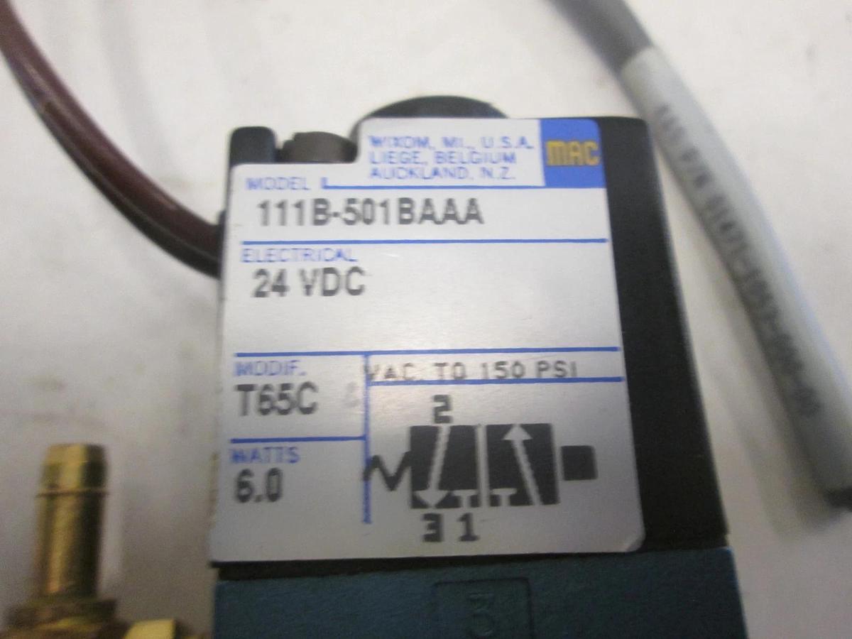 Used MAC, 111B-501BAAA, Solenoid Valve, 24 VDC, 6W, Used