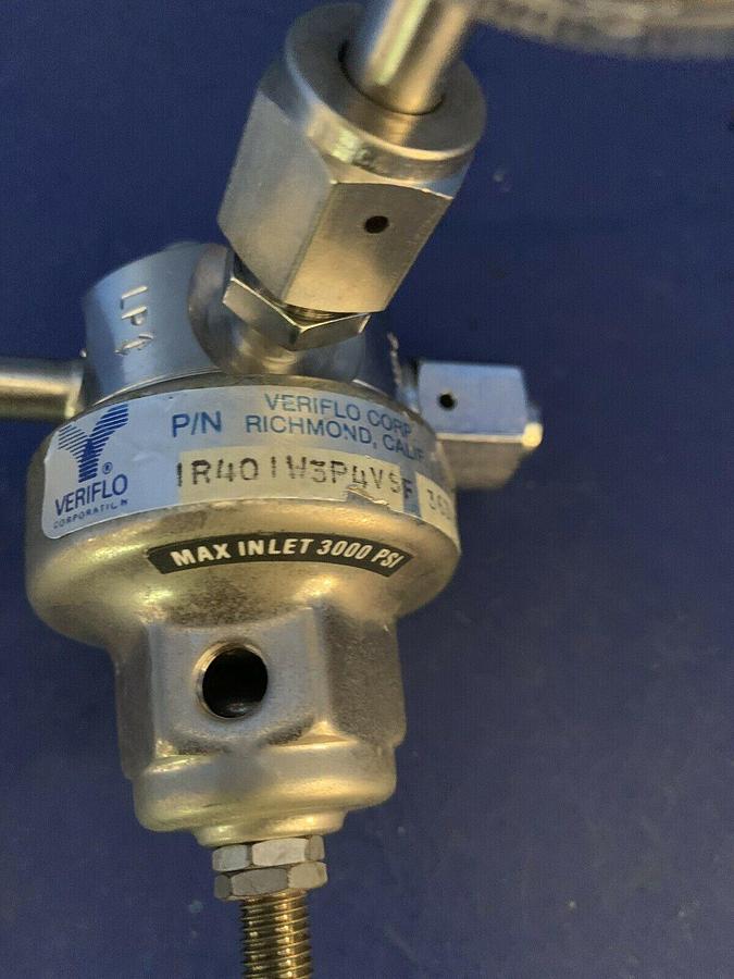 Used Veriflo IR40IW3P4VSF Regulator, 3 Ports,  1/4" FVCR x 1/4" FVCR w/ Gauge, Used