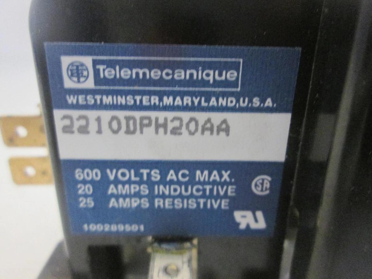 Used Telemecanique, 2210DPH20AA, Contactor, 600V, 20A, Used