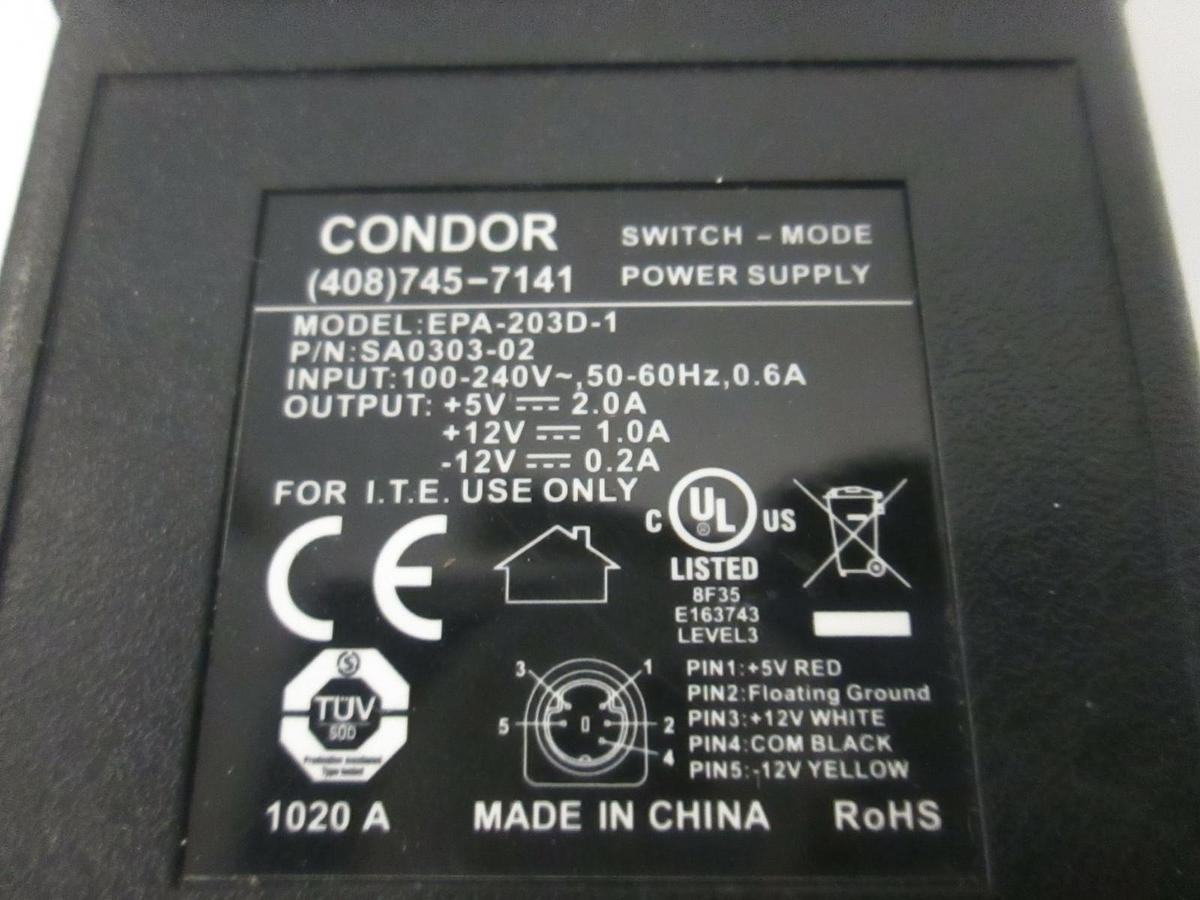 Used Condor EPA-203D-1 Switching Power Supply, Used