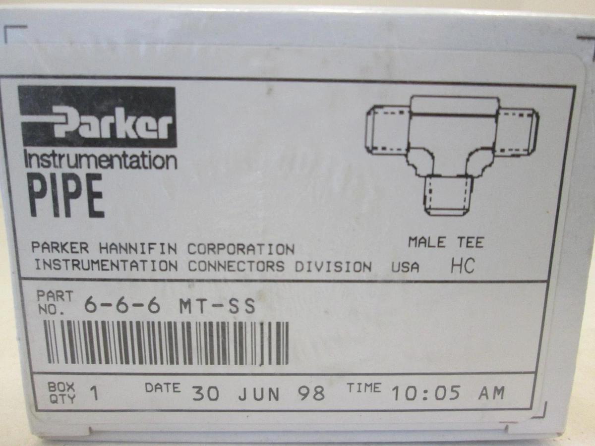 Parker, 6-6-6 MT-SS, Male Tee Fitting, New, Original Packaging