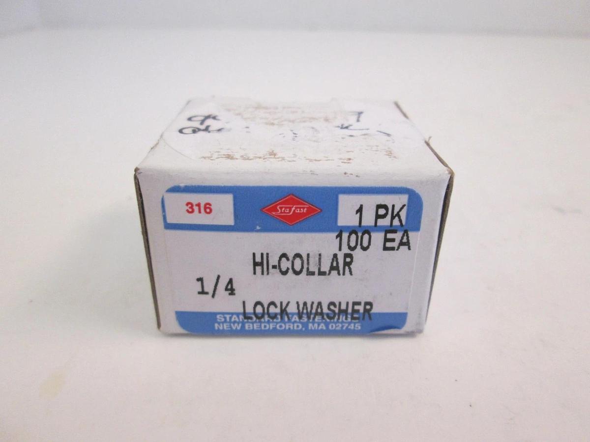 Stafast Hi-Collar Lock Washers, 3TWLH904, 1/4, Lot of 100