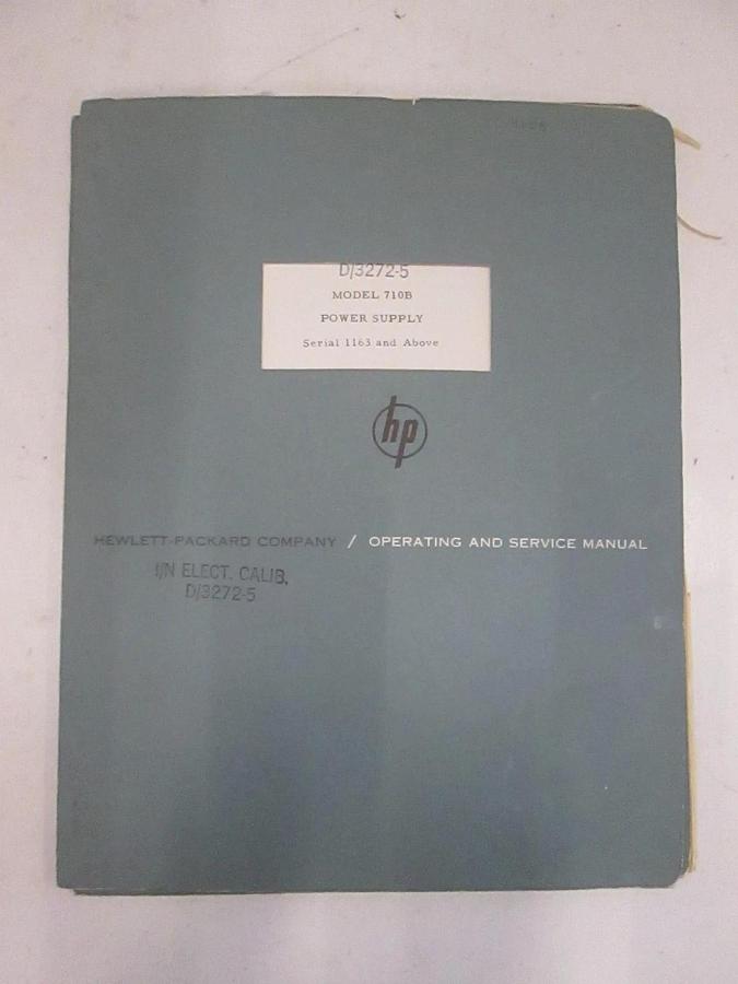 Used HP Model 710B Power Supply Instruction and Operating Manual, Used