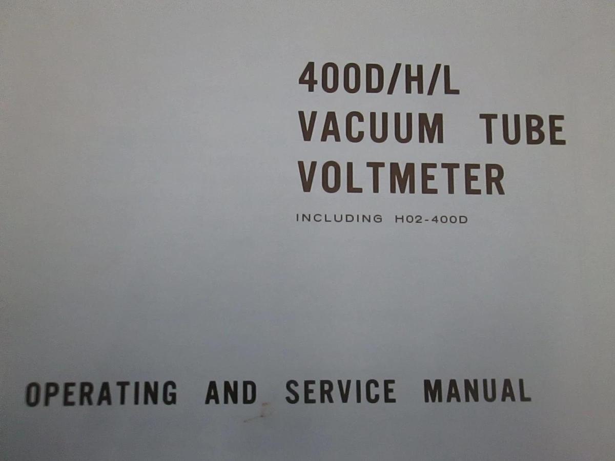 Used HP 400D/H/L Vacuum Tube Voltmeter Operating and Service Manual, Used