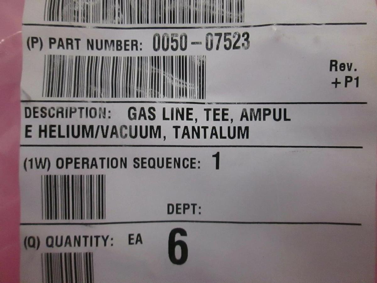AMAT, Gas Line, Tee, Ampule Helium/Vacuum, Tantalum, 0050-07523, New