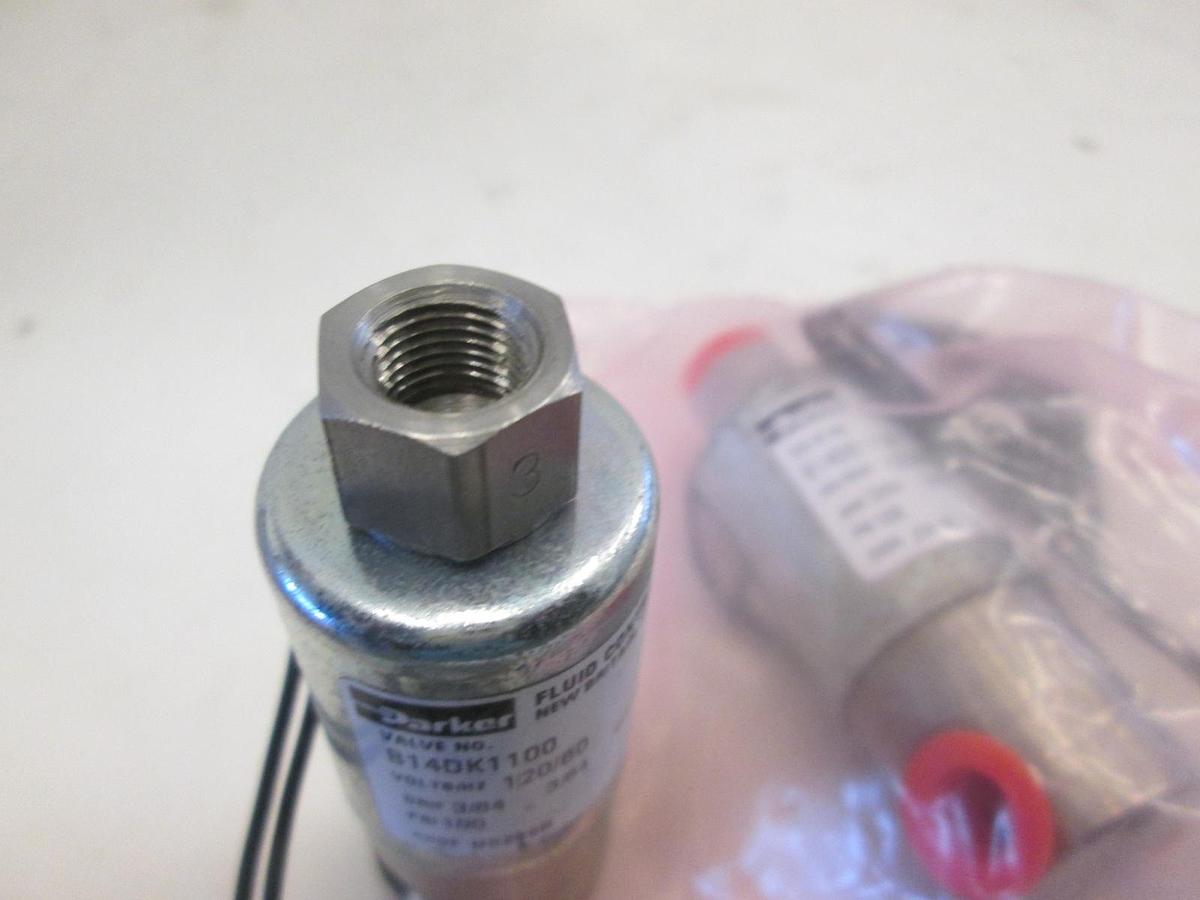 Used Parker, Solenoid Valve, B14DK1100, 3/64 Orifice, 100 PSI, 120V, New, Lot of 2
