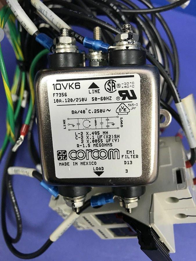 Used Tokyo Electron Harness Assy w/ Ferraz ST10 Fuse Holder & Corcom 10VK6, Used