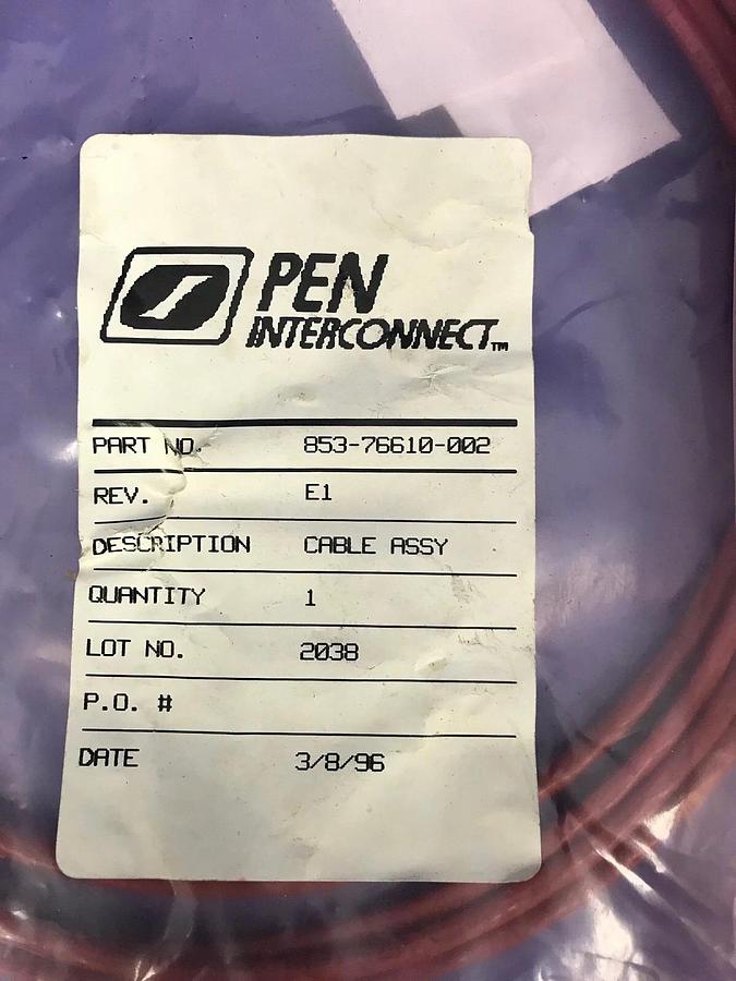 Used LAM Research, Pen Interconnect Systems 853-76610-002 Cable Assembly, New