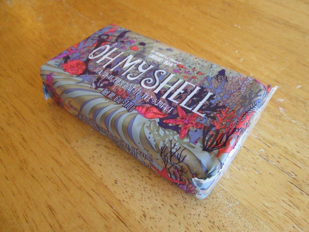 Used Perfectly Posh Oh My Shell Snarky Bar, Citrus Melon scent, exfoliating soap