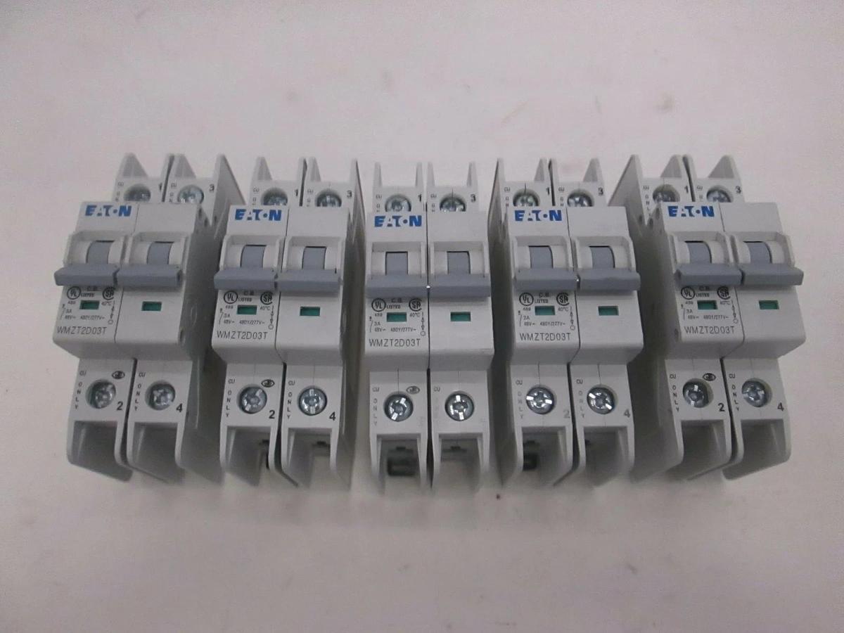 Used Eaton, WMZT2D03T, 2 Pole Circuit Breaker, Used, Lot of 5