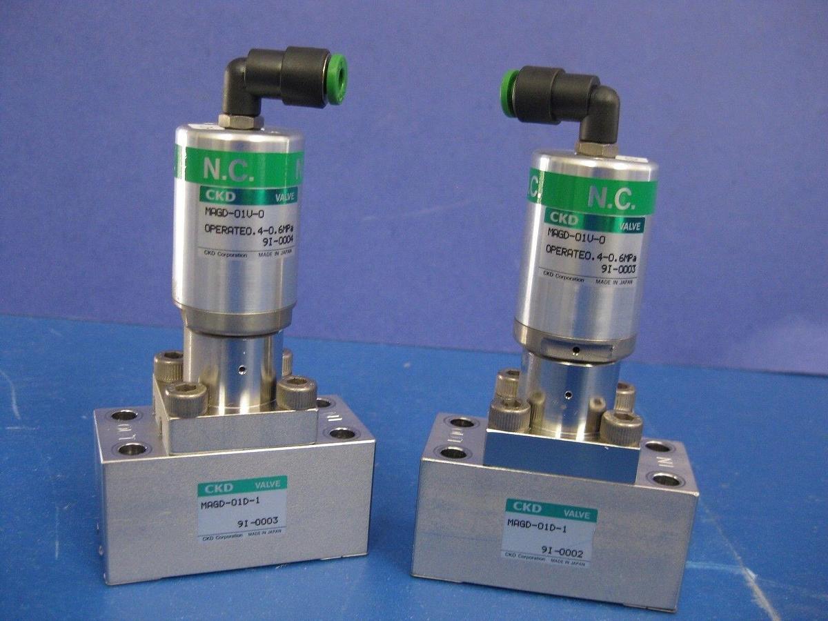 Used CKD MAGD-O1D-1 Air Operated Block Valve, N.C., Lot of 2 Used
