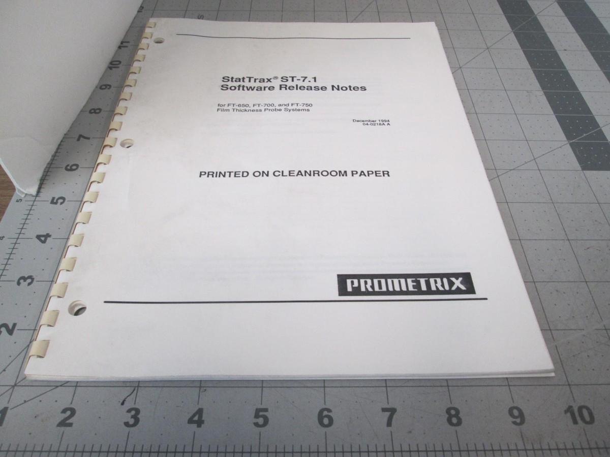 Used Tencor, Prometrix, StatTrax ST-7.1, Software Release Notes, 04-0218A, Used