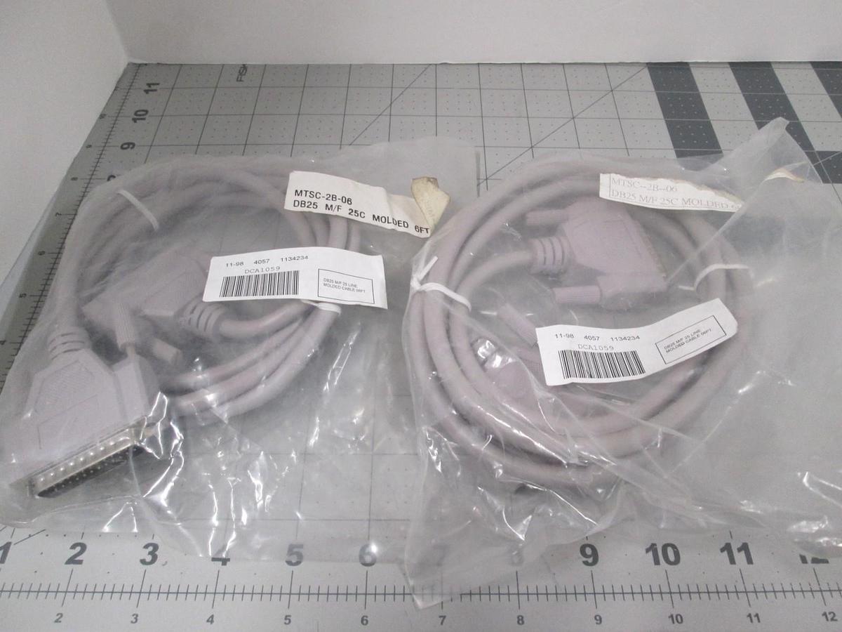 MTSC-28-06, DB25 M/F 25C Molded Cable 6 Ft New, Lot of 2