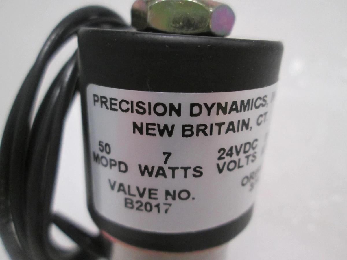 Precision Dynamics, B2017, Valve, 24 VDC, 3/16, New