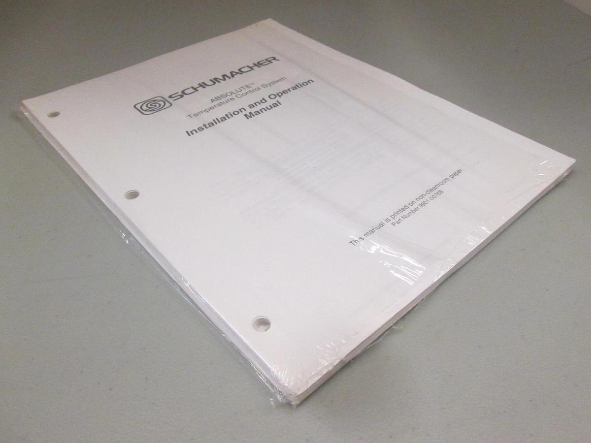 Used Schumacher, Absolute Temperature Control System Installation and Op Manual, New