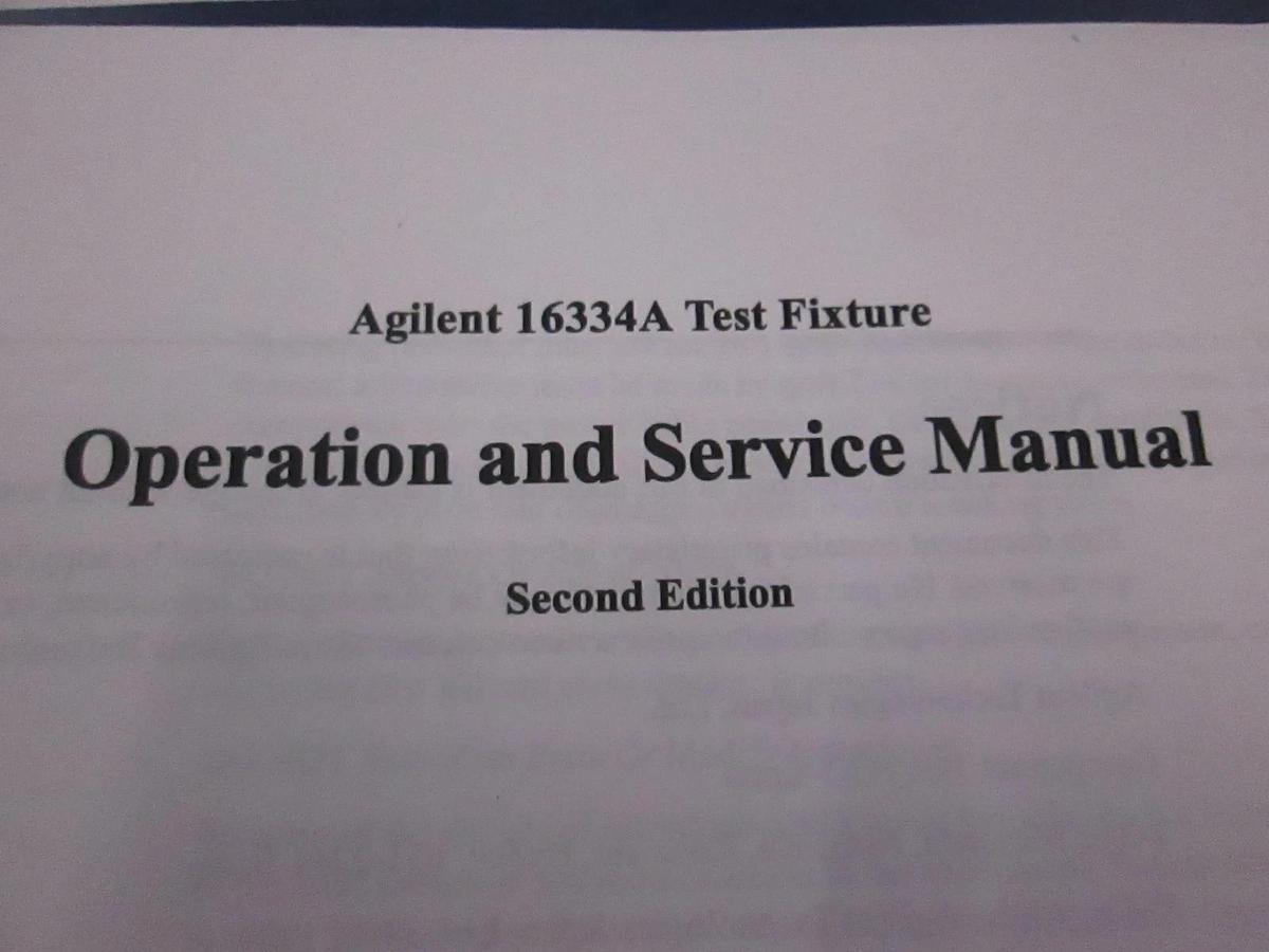Used Agilent 16334A Test Fixture Operation and Service Manual, Used