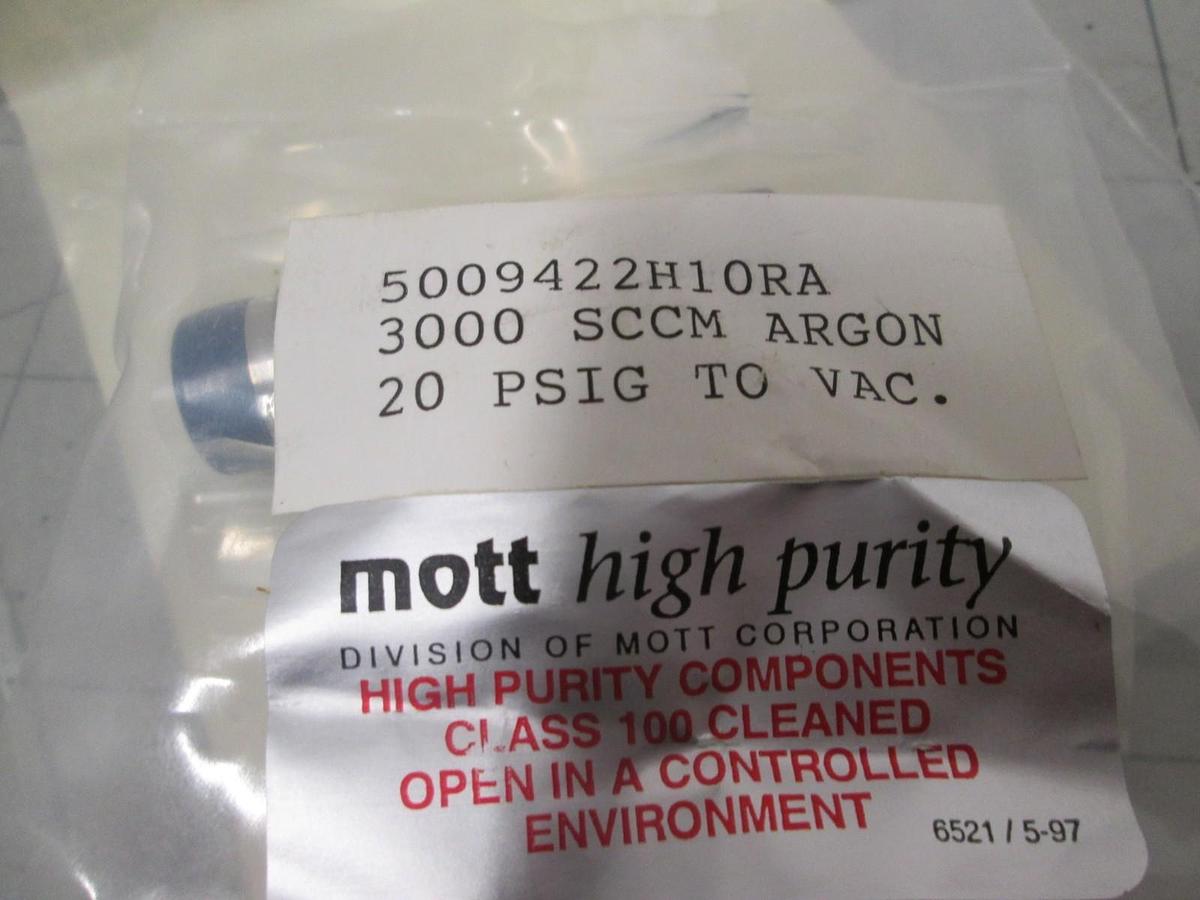 MOTT, 5009422H10RA, High Purity Flow Restrictor, 3 SLM, Argo, 20 PSIG, New