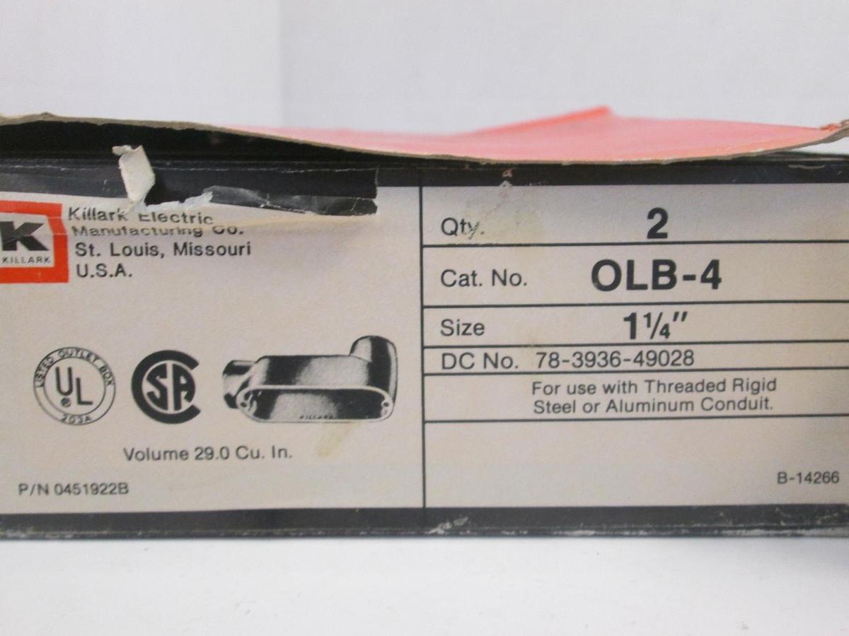 Killark 1 1/4" OLB O-Series Conduit Body, 1 1/4", NIB Lot of 2