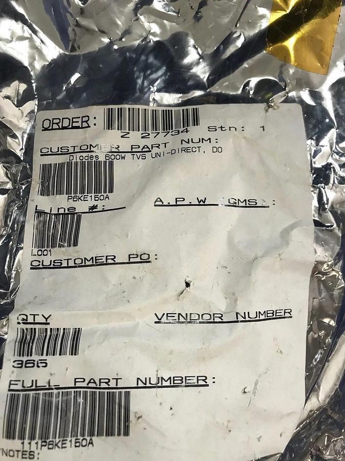 TVS UNI-DIRECT P6KE150A 600W 150V Diode, Lot of 350+