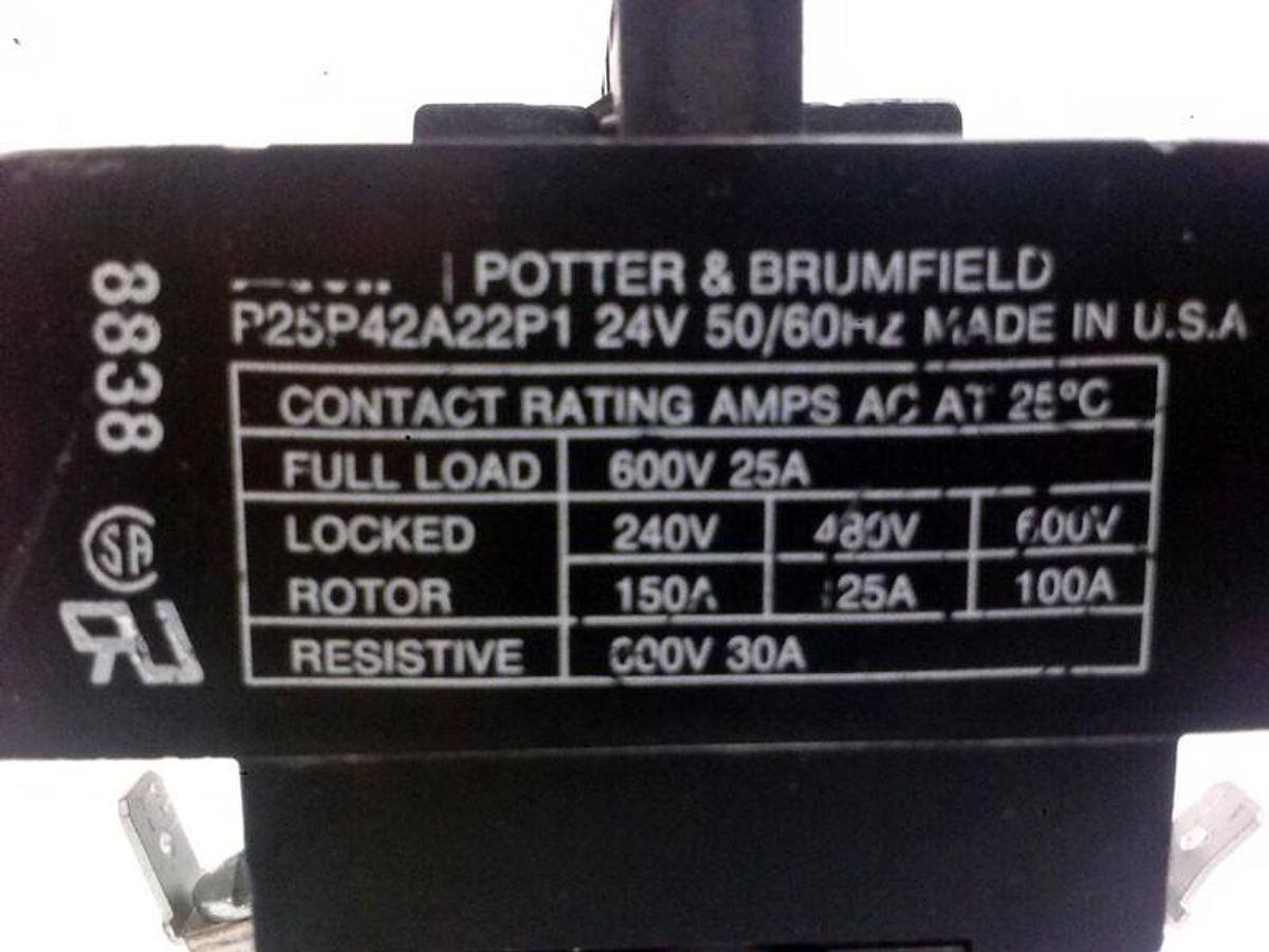 Used Potter & Brumfield P25P42A22P1 Contactor, Lot of 3 Used