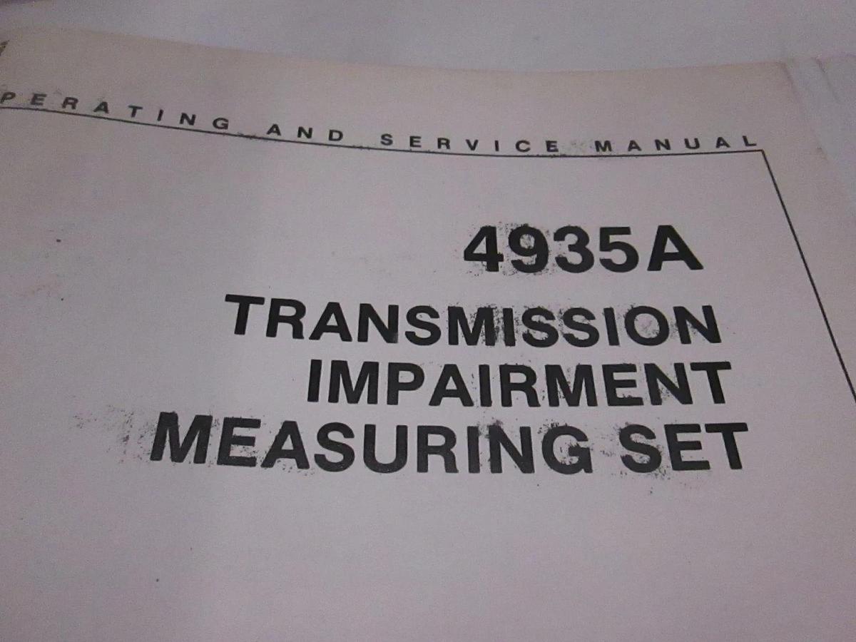 Used HP 4935A Transmission Impairment Measuring SetOperating and Service Manual, Used